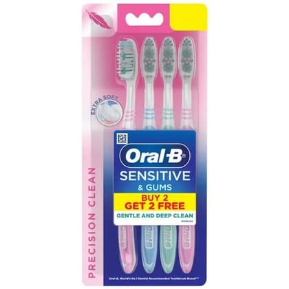 Oral-B Sensitive & Gums – Precision Clean Toothbrush, 4 Pcs - Buy 2 Get 2 Free