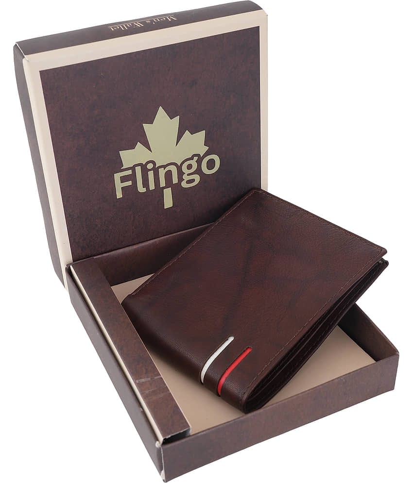 Flingo Leather Solid Men's Regular Wallet With 5 Slots For Card ( Brown , Pack of 1 )