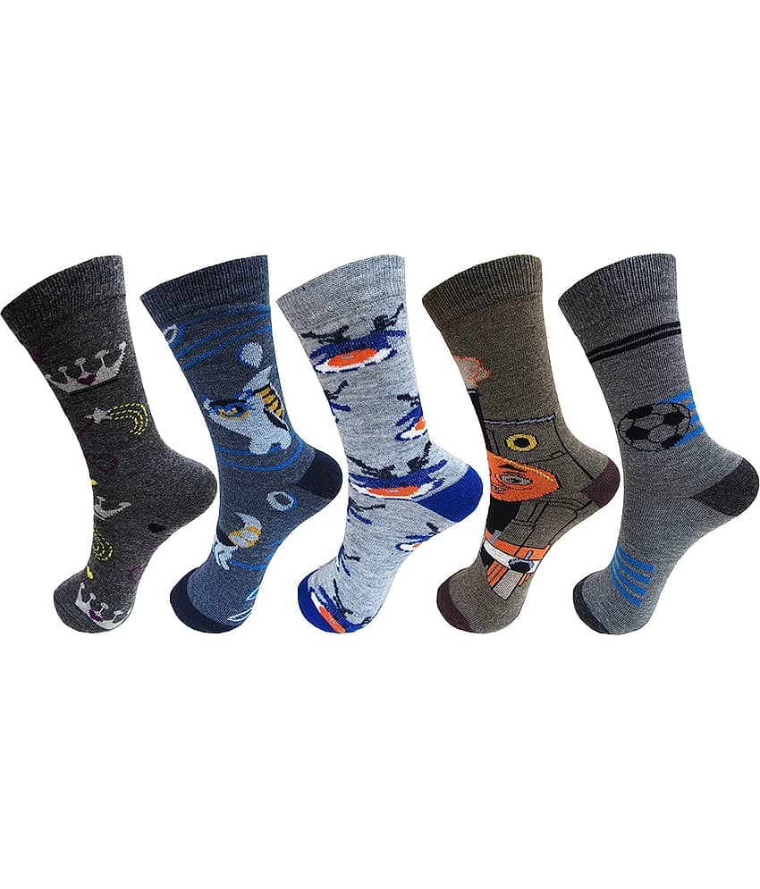 RC. ROYAL CLASS Boy's & Girl's Calf Length Woolen Socks (Pack of 5 Pairs)