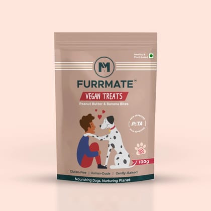 FURRMATE Vegan Dog Treats I Peanut Butter & Banana Bites, 2 Pack.