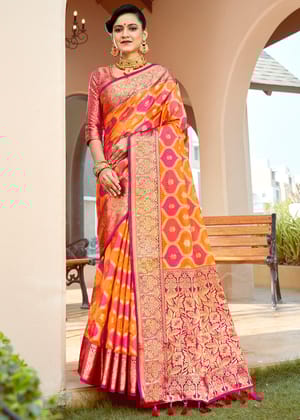 Classic Orange Woven Banarasi Rangkath Silk Saree