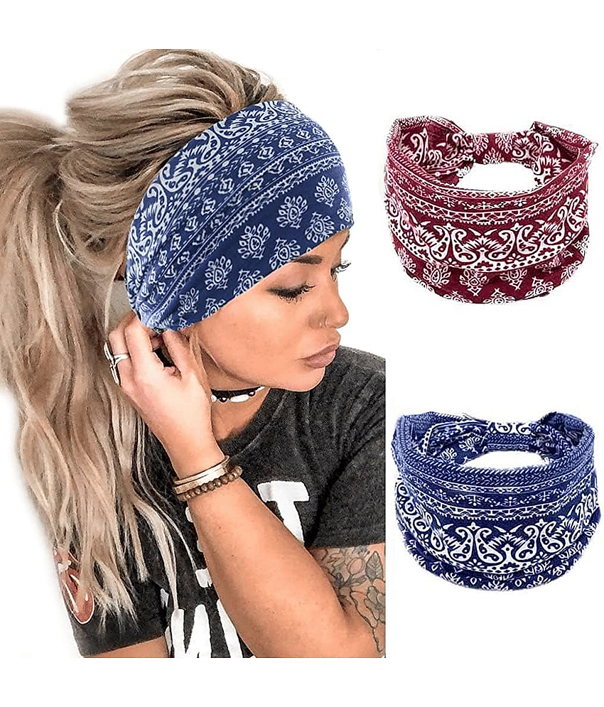 Flyhomes Black,Blue,Maroon Cotton Women's Headwrap ( Pack of 1 )