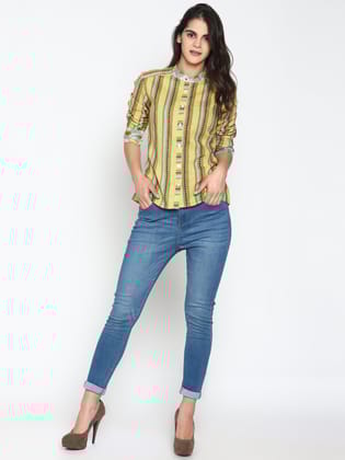 Yellow Printed Shirt-M