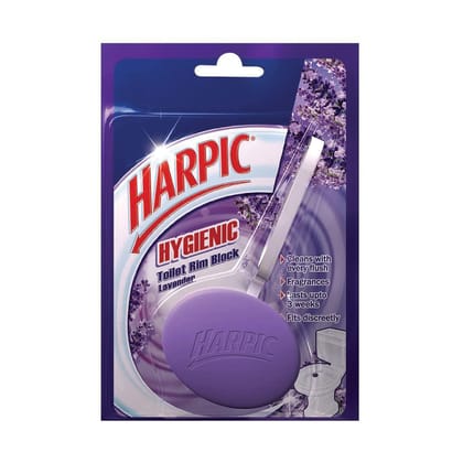 Harpic Hygienic Toilet Cleaner Rim Block, Lavender - 26 g | Toilet Flush Cleaner Blocks