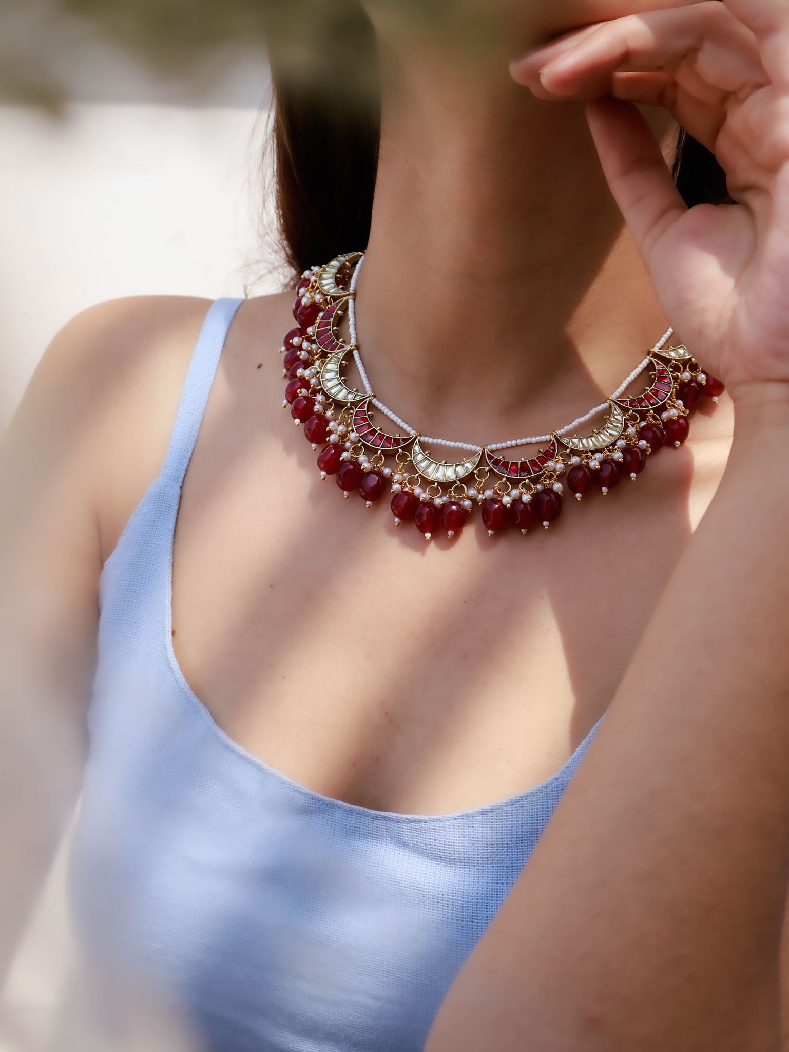 Asopa Kundan Necklace-Red
