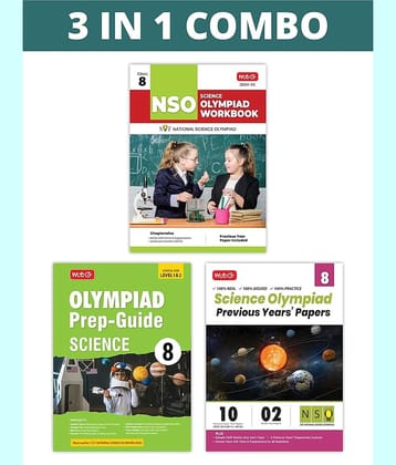 MTG National Science Olympiad (NSO) Workbook, Prep-Guide & Previous Years Papers (PYQs) with Mock Test Paper Class 8 - SOF Olympiad Books For 2024-25 Exam (Set of 3 Books)