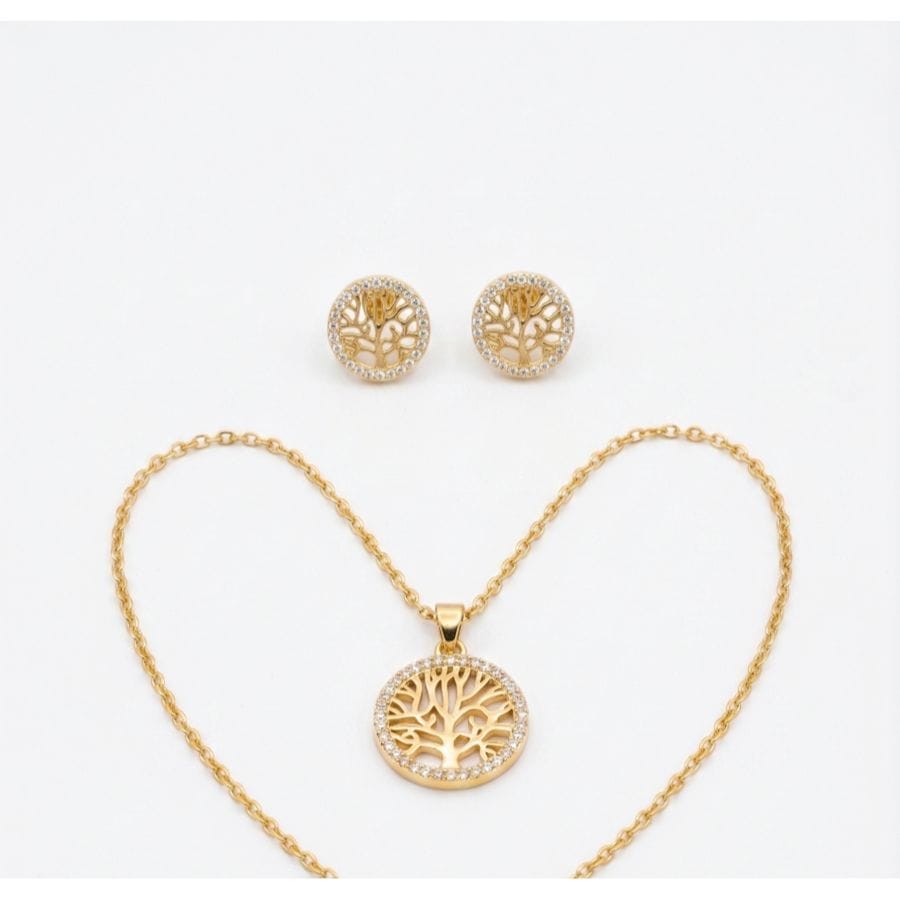 Tree of Life Pendant Necklace and Earring Set