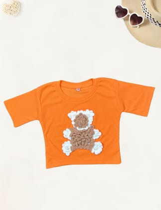 Girl's Fancy Orange T-shirt[GT-496](4-12Years)-5-6Y (Size - 26) / Orange / Imported