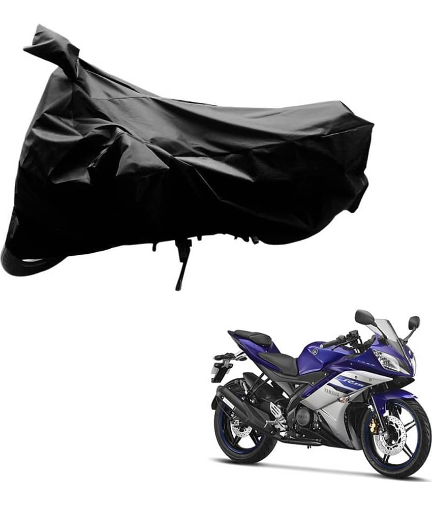 AutoRetail Dust Proof Two Wheeler Polyster Cover for Yamaha YZF-R15 (Mirror Pocket, Black Color)