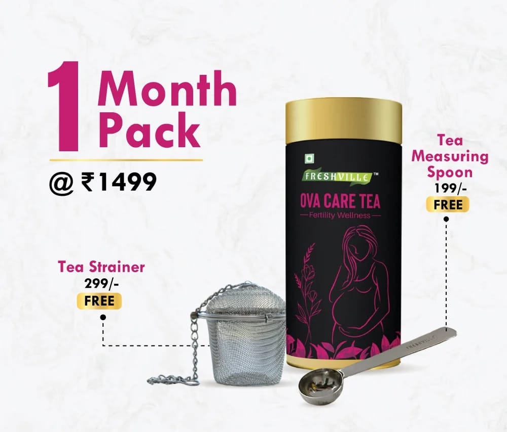 Freshville Ova care Tea | Pure & Natural | Helps With Hormonal Balance & Improves Fertility | Fennel, Nettle, Cinnamon, Ginger, Tulsi, Fenugreek, Spearmint, Shatavari, Moringa Tin (100g).1 Mo