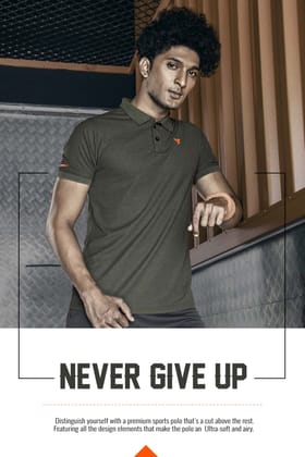 TechnoSport Polo Neck Half Sleeve Dry Fit T Shirt for Men OR-21 (Olive Green)-M