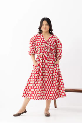 Red Strawberry Embrace effortless elegance with our handblock-printed cotton dress Red Strawberry Embrace effortless elegance with our handblock-printed cotton dress