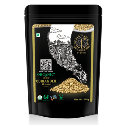 The Flavour Trail - Organic Coriander Whole/Dhania seeds (Fresh Dhania), 150 gm|Organically Farmed | Hygienically Processed | Pesticide-Free
