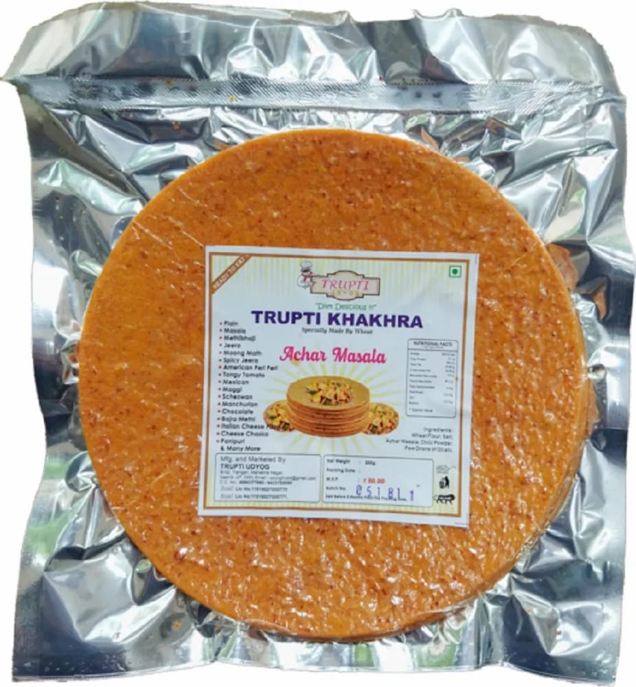 Trupti Udyog Aachar Masala Khakhra (1kg, 6 Pieces) | Pickle Spiced Roasted Crisps | Tangy & Spicy | Traditional Indian Flavor