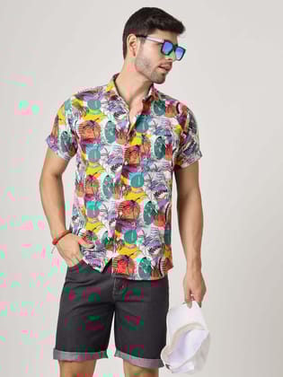 Multicolor Hawaiian Print Premium Rayon Shirt-38