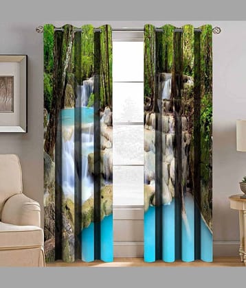 BELLA TRUE Printed Room Darkening Eyelet Curtain 5 ft Pack of 2 Multicolor