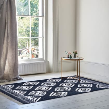 Midnight Blue Killim Rug-4ft x 6ft