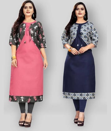 Lerkiza - Multicolor Cotton Blend Women's Jacket Style Kurti ( Pack of 1 )