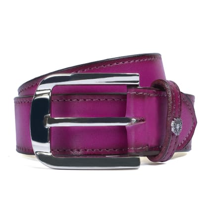 Premium Exclusive Hand-Painted Belt Pink Leather With Silver Finish Buckle Belt by Brune & Bareskin-32