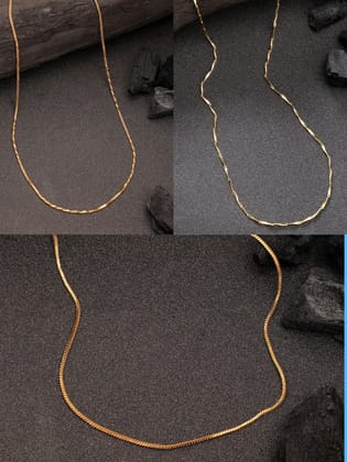 NVR Women's Set of 3 Gold-Plated Minimal Chain-Onesize / Gold / Alloy