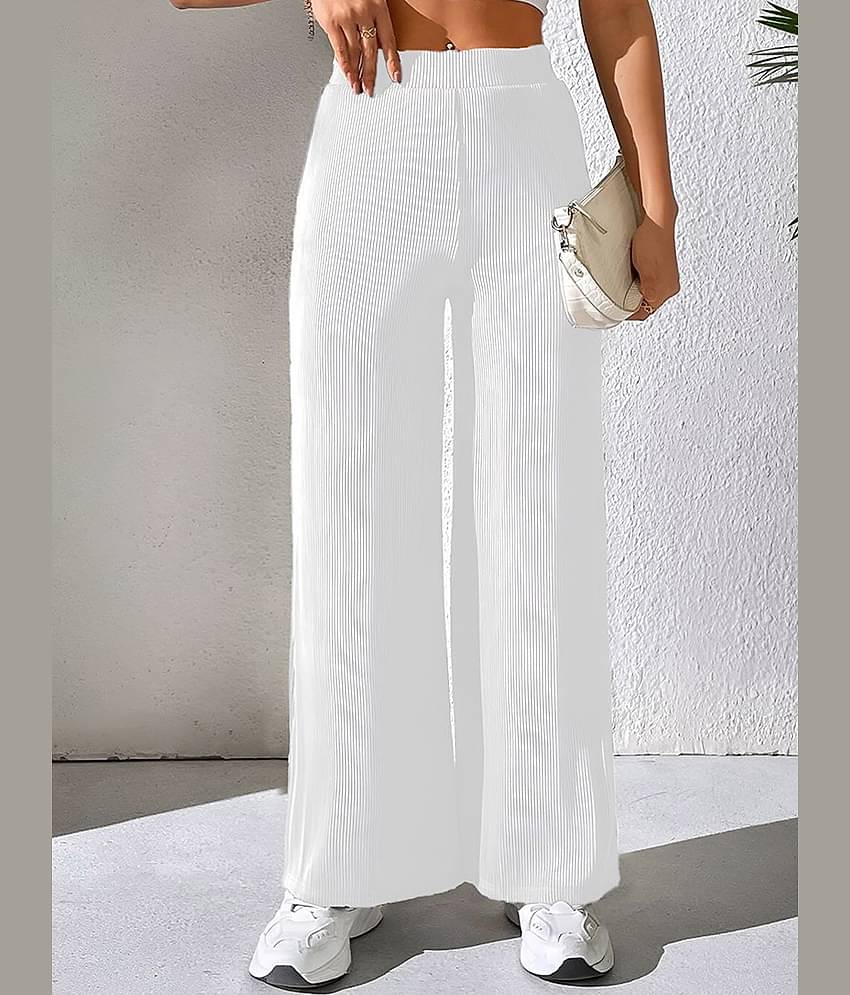Qyaas Women Knitted Formal Pants ( White )