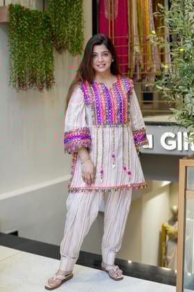 Rimsha Multicolored Embroidered Co ord Sets-L-XL