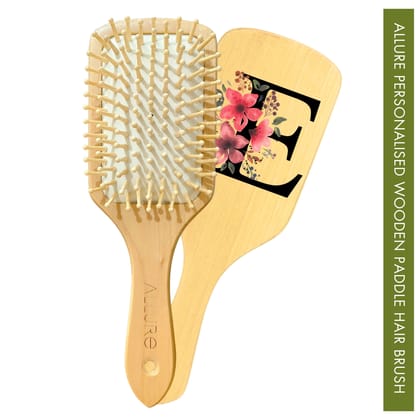 Allure Personalised Letter E Paddle Hair Brush
