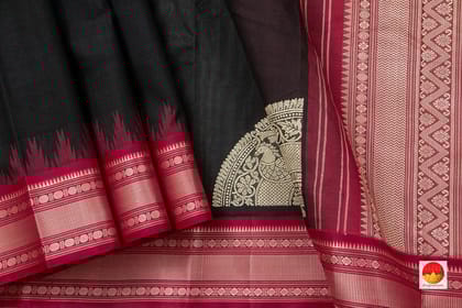 Black And Red Kanchi Silkcotton Saree For Office Wear PV KSC 1232