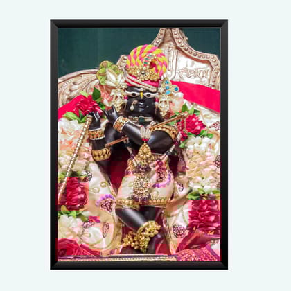 NOKKES Radha Raman ji Vrindavan Radha Raman Thakur Ji Black Photo Frames Religious Photo frame 5X7 Inch Photo Frame_QWW111