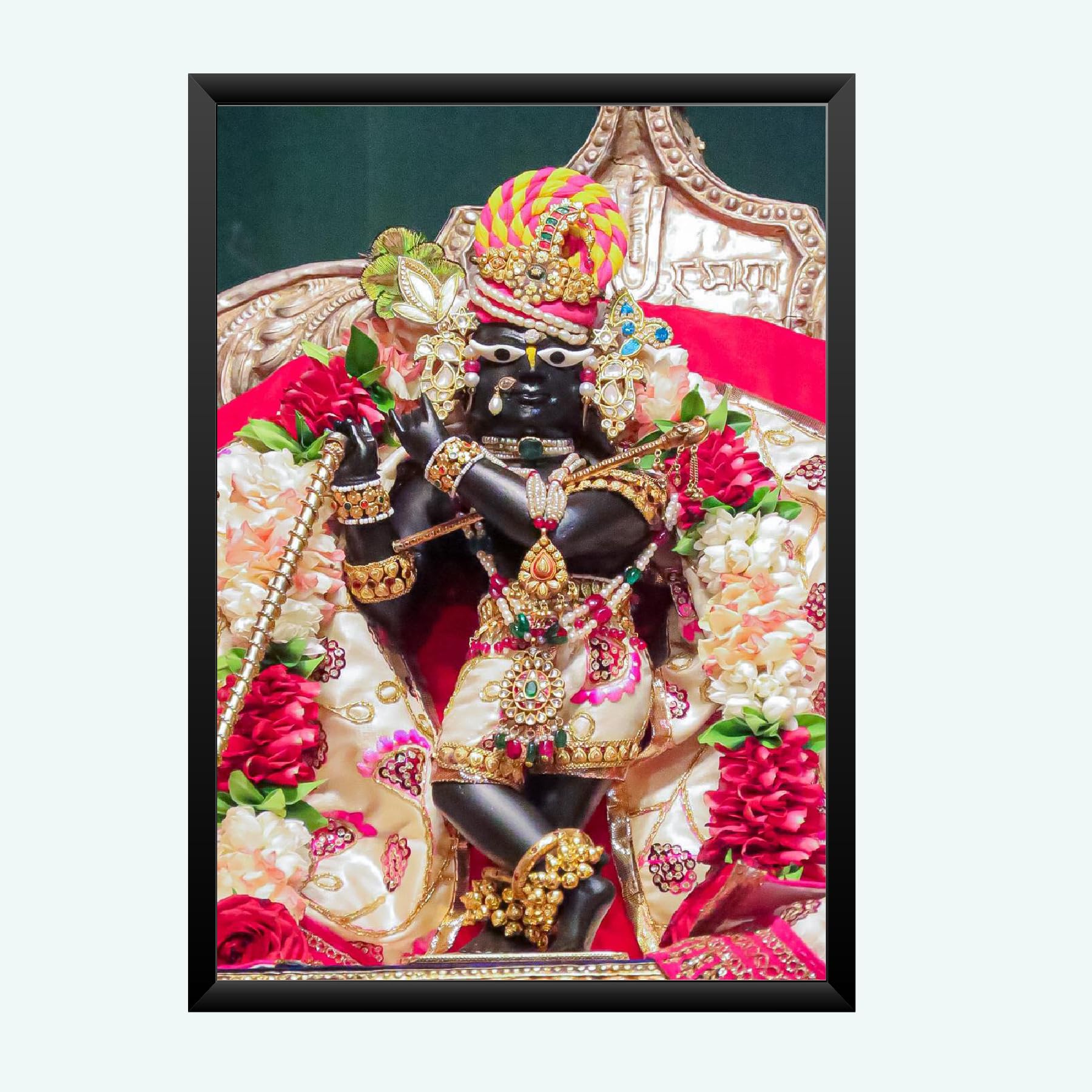 NOKKES Radha Raman ji Vrindavan Radha Raman Thakur Ji Black Photo Frames Religious Photo frame 5X7 Inch Photo Frame_QWW111