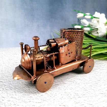Pen Holder | Desk Organizer | Engine Decorative Showpiece | Multipurpose Holders Stand - For Stationary Gifts, Table, Desk Organizing, Home, Office Decor & Corporate Gifts - 9 Inch-Copper