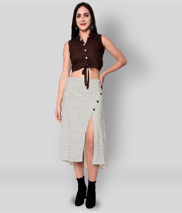 GOD BLESS Women Rayon Solid A-line Dress ( Beige )