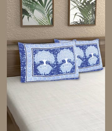AJ Home - Pack of 2 Cotton Ethnic Regular Pillow Cover ( 68.58 cm(27) x 43.18 cm(17) ) - Blue