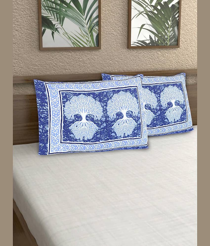 AJ Home - Pack of 2 Cotton Ethnic Regular Pillow Cover ( 68.58 cm(27) x 43.18 cm(17) ) - Blue