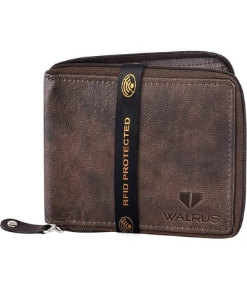 Walrus Brown Faux Leather Men's RFID Wallet ( Pack of 1 )