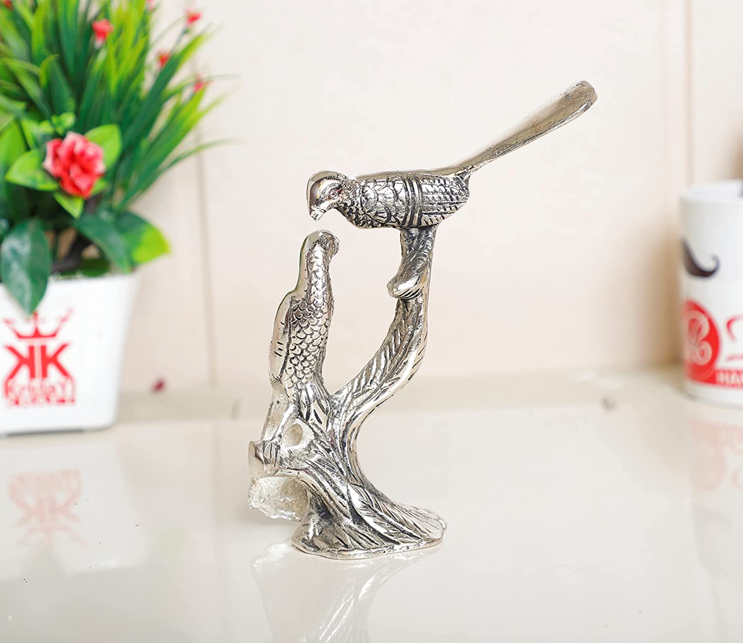 DreamKraft Love Birds Couple Kissing Sitting on Tree