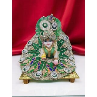 Designer Green Laddu Gopal Dress with Heavy Mukut