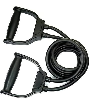 Double Toning Tube Exercise Resistance Toning Tube Bands with Handle Workout Band Physical Therapy Strength Training Resistance Pilates Tube Band Equipment Workout (Black), Pack of 1