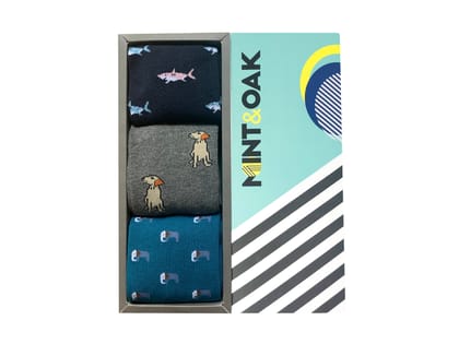 Dog Set-of-3 Crew Socks for Men