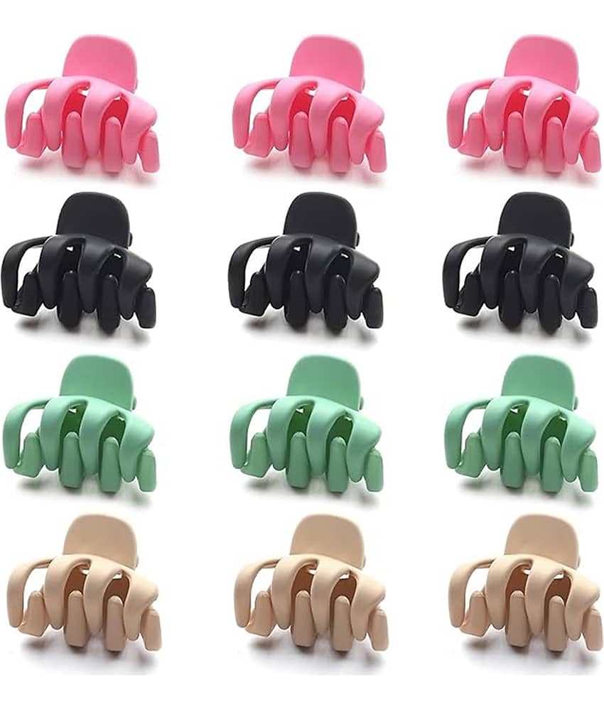 12 Pcs Hair Clutcher Set | Strong Grip Hair Clips for Women & Girls | Stylish Matte Finish Flower & Claw Clips for Daily Use, Party & Casual Hairstyles | Durable, Lightweight & Comfortable (matte hair cluther)