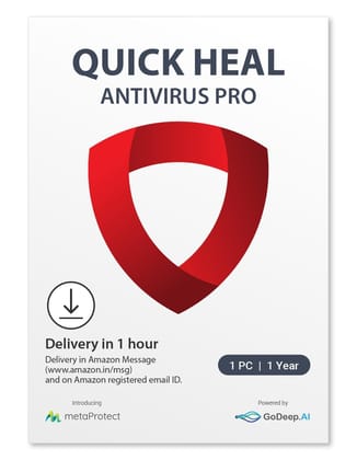 Quick Heal Antivirus Pro– Renewal Pack, 1 user, 1 Year, Email Delivery in 1 Hour - no CD 