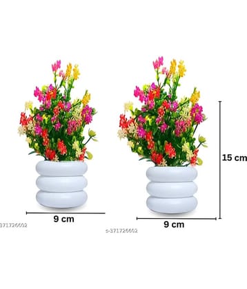 zonezer Set of 2 fancy artificial flowers plant for home temple decoration good quality Multicolor Sunflower Artificial Flower with Pot  (18 cm, Pack of 2, Flower with Basket)