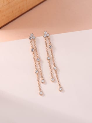 Aura Rose Gold Long Earrings for Women