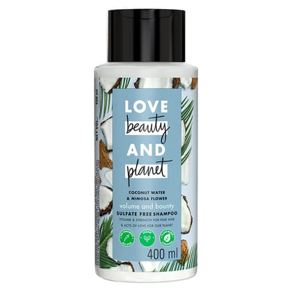 Love Beauty & Planet Coconut Water and Mimosa Flower Sulfate Free Volume and Bounty Shampoo|| No Parabens|| No Dyes|| 100% Organic Coconut Oil|| 400ml Love Beauty & Planet Coconut Water and Mimosa Flower Sulfate Free Volume and Bounty Shampoo|| No Parabe