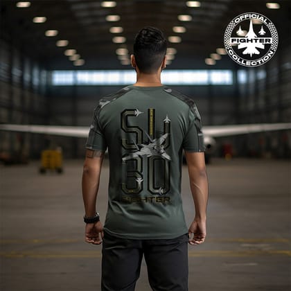 Fighter: Grey Camouflage SU-30 T-Shirt: Minni Edition-M
