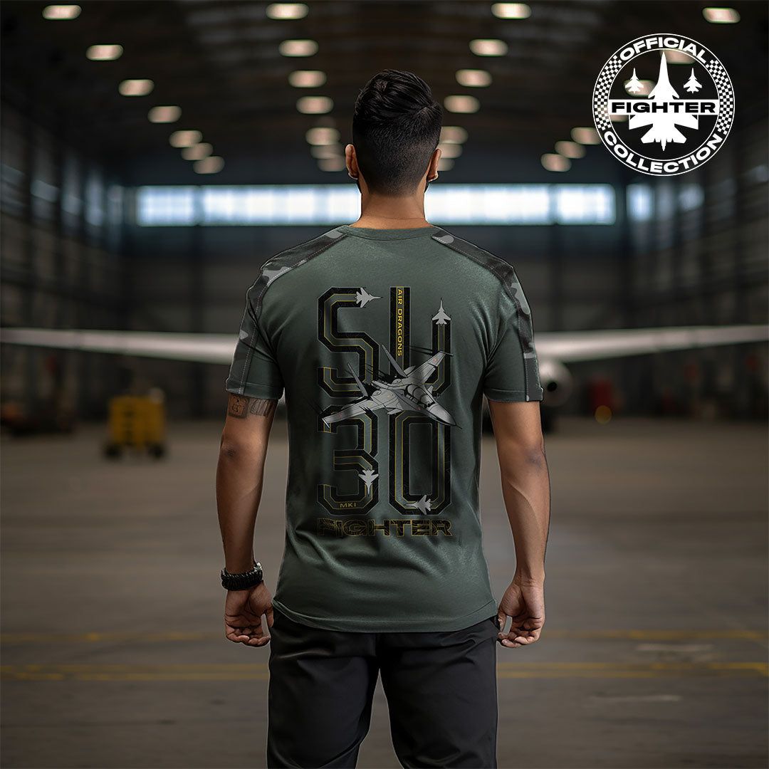 Fighter: Grey Camouflage SU-30 T-Shirt: Minni Edition-S