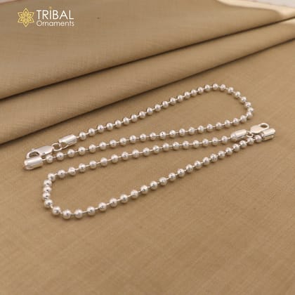 4mm 10.5 925 sterling silver beaded/ball chain anklet bracelet light weight delicate anklets belly dance silver jewelry ank601