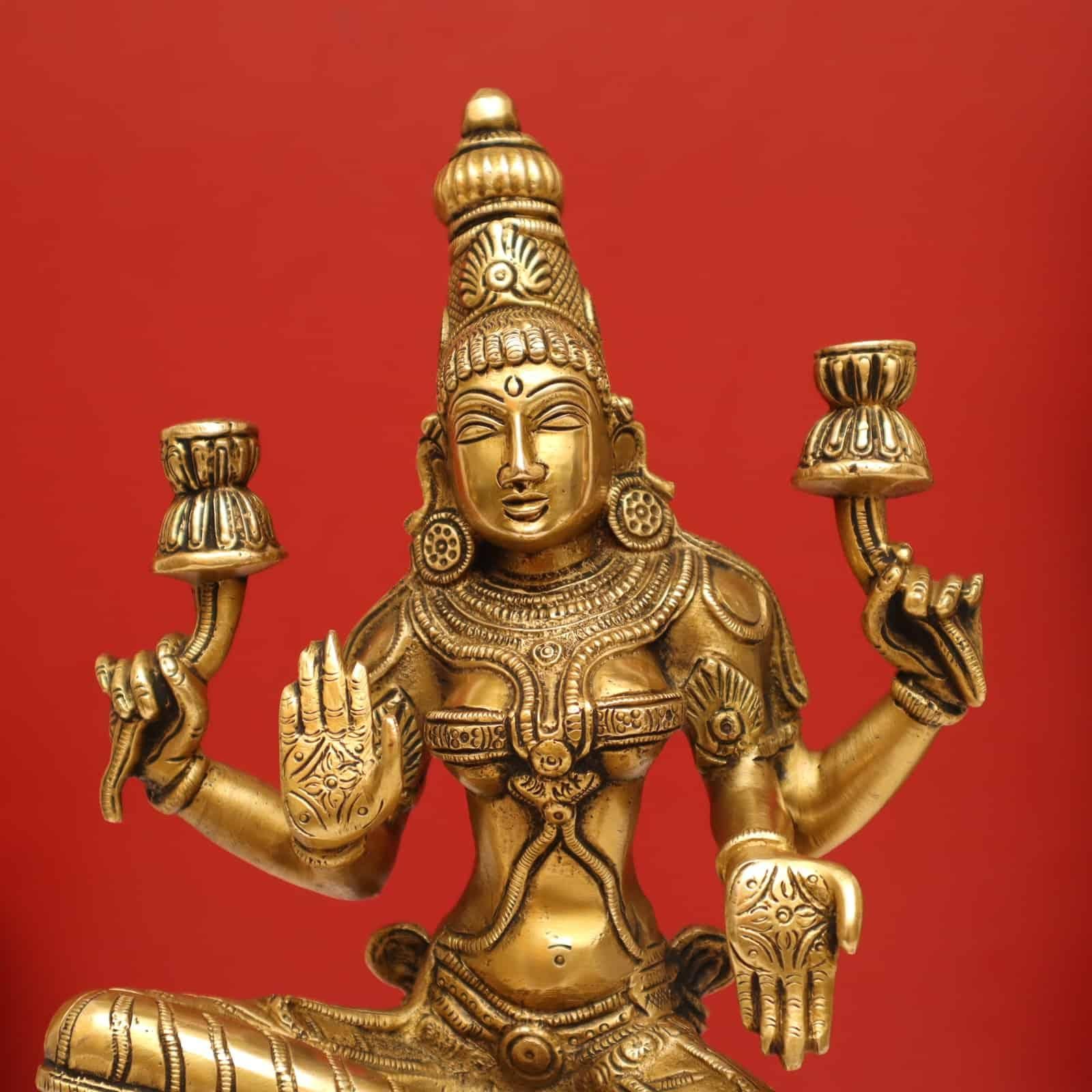 Brass Exquisite Lakshmi Devi Idol - 12 Inch Height - Auspicious Symbol of Prosperity!