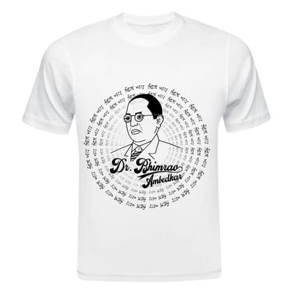 TERA MERA GIFT, Bhim Rao Ambedkar Jayanti Printed T-Shirt, Round Neck, White, Polyester D1