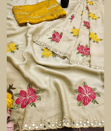 Sanwariya Silks Silk Solid Regular Saree With Unstitched Blouse Piece ( Cream )